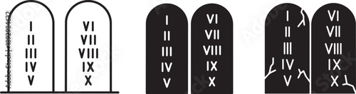 Ten Commandments: Symbolic representation of the Ten Commandments, inscribed on stone tablets, an important emblem of faith and moral guidance