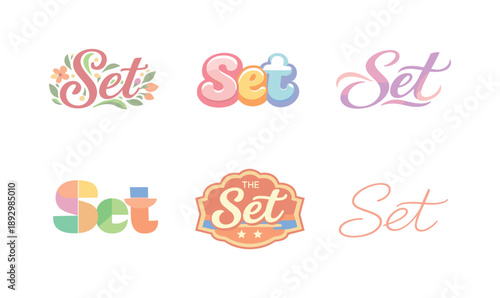Pastel Lettering Styles. Soft Pastel Vibes. Set lettering. harmonious lettering variations of the same emblematic concept, each with different artistic