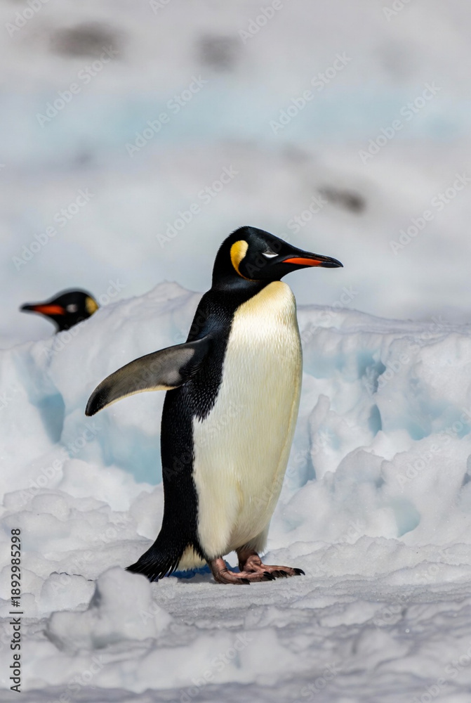 Obraz premium Emperor Penguin Standing on Antarctic Ice in Natural Habitat