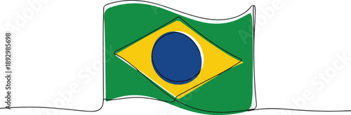 Minimalist Hand Drawn Brazilian National Flag Icon