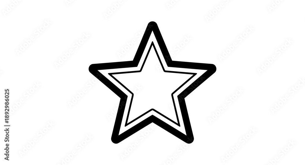 Obraz premium Simple outline of a five-pointed star with a double border on a white background