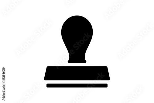 A black rubber stamp icon on a white background for approval or validation