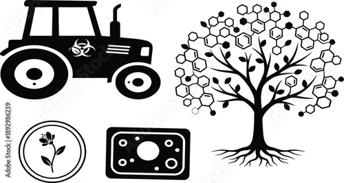 Biotechnology Tree Vector Illustration-Nature,science and Molecular Concept.
