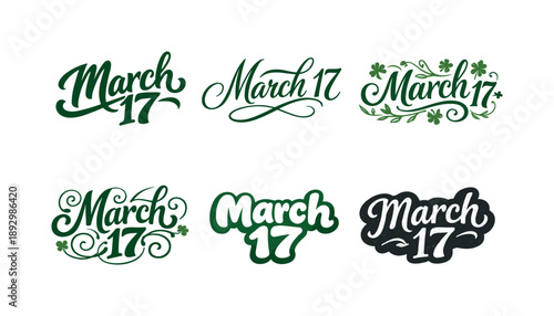 March Typography Variations. March lettering. Set lettering. harmonious lettering variations of the same emblematic concept, each with different artistic