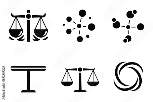 Abstract Symbols: Scales of Justice, Molecules, Vortex