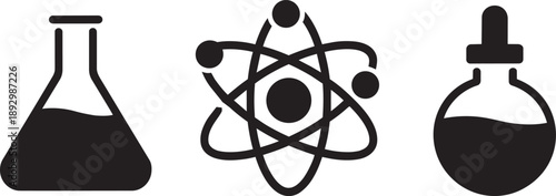 Science vector icons set isolated on transparent background, symbol chemical experiments