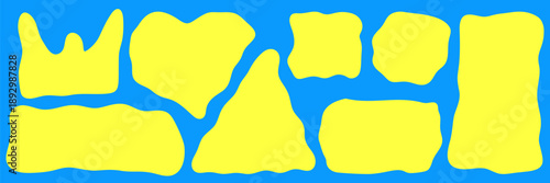 This design features a collection of hand-drawn wavy shapes in yellow placed on a blue background. These shapes can be used for templates for creative activities.