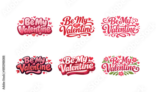 Playful Valentine Lettering. Playful Valentine Shirt Text. Set lettering. harmonious lettering variations of the same emblematic concept, each with different