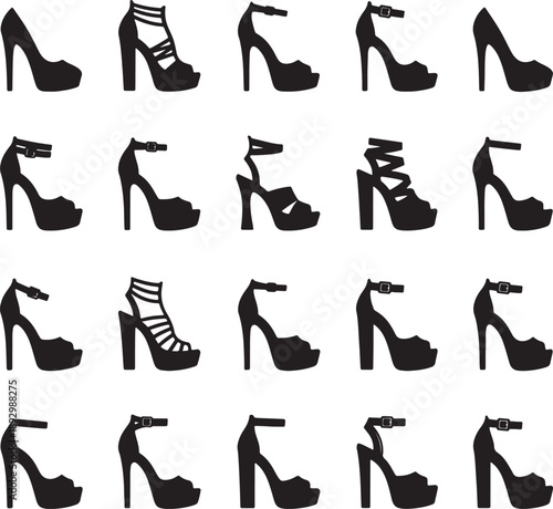 Black heel shoes silhouettes on white background also transparent background heels fashion
