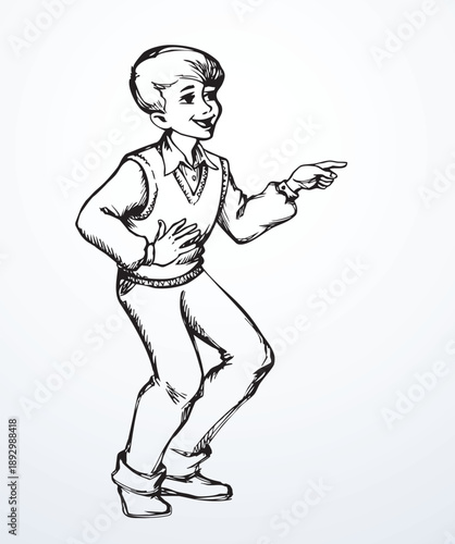 Vector illustration of a boy laughing at someone.