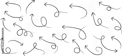 Collection of hand drawn arrows in various directions and styles