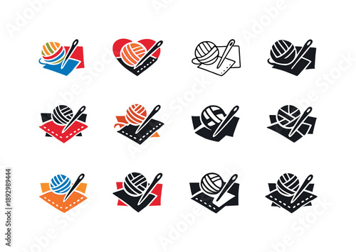 Craft Night Logos. Hosting a craft night where everyone makes something together. Icon set. Set Logo of Hosting a craft night where everyone makes something