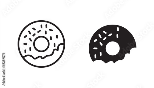Donut icon set,  isolated sign symbol vector illustration on white background. high quality black style vector icons