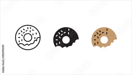 Donut icon set,  isolated sign symbol vector illustration on white background. high quality black style vector icons