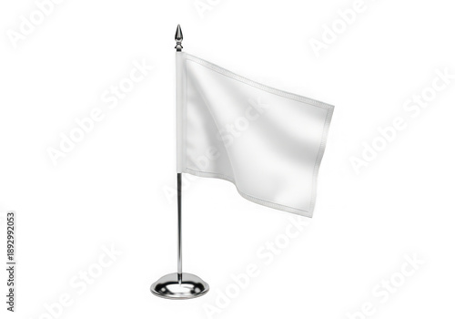 Elegant white flag on a metal stand