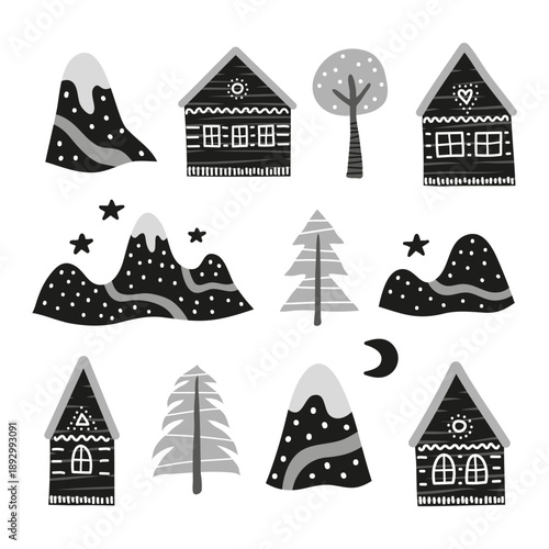 Scandinavian Doodle Home Icon Set