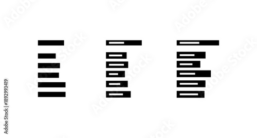 Three different styles of horizontal bar charts or progress indicators on a white background
