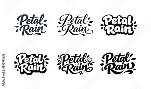 Petal Rain Lettering Variations. Petal Rain. Set lettering. harmonious lettering variations of the same emblematic concept, each with different artistic