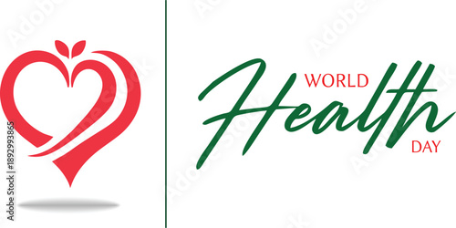 Minimal heart logo vector symbolizing care and wellness for World Health Day. Clean modern design suitable for medical campaigns, healthcare branding, and awareness posters.