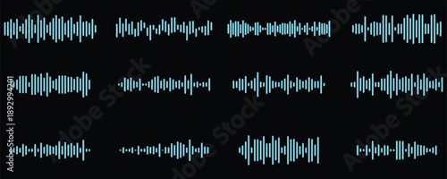 Vibrant sound wave patterns on black background for music or audio projects
