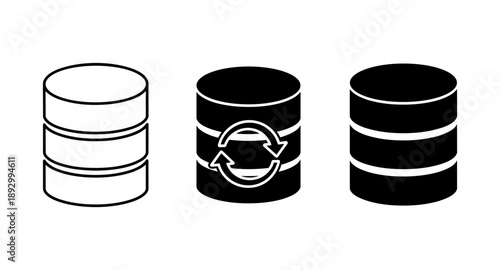 Database icons representing data storage, synchronization, and backup concepts