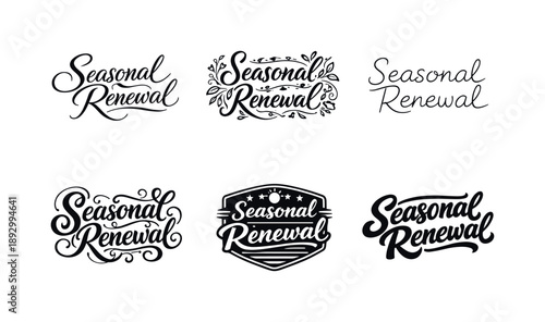 Harmonious Lettering Variations. Seasonal renewal. Set lettering. harmonious lettering variations of the same emblematic concept, each with different artistic