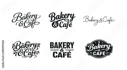 Bakery Cafe Lettering Designs. Handmade bakery & cafe lettering. Set lettering. harmonious lettering variations of the same emblematic concept, each with