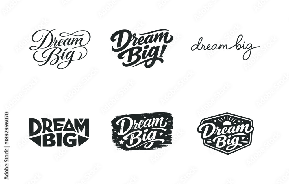 Fototapeta premium Diverse Handwritten Lettering. Handwritten Quote Art. Set lettering. harmonious lettering variations of the same emblematic concept, each with different