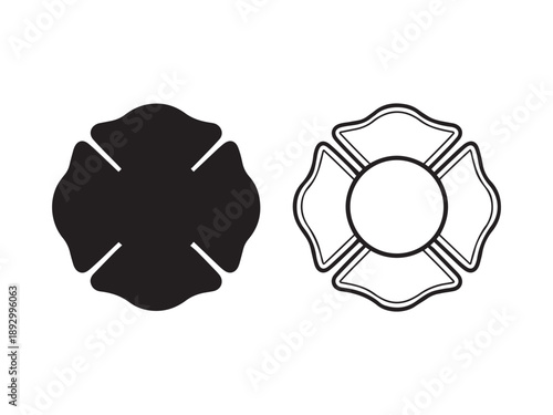 Black Maltese Cross Silhouette and Outline symbol