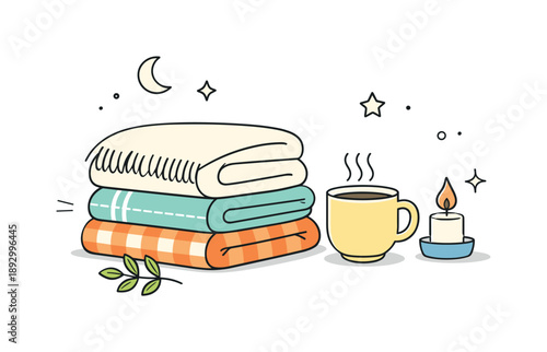 Cozy Wool Blankets. Seasonal home comfort. Wool blankets folded and ready for use during a quiet evening. Calm, inviting mood focused on softness and everyday