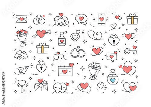 Valentine Pattern Design. Valentine?s Day seamless pattern. Minimal editorial pattern showing symbols of love and connection, light and modern visual language.