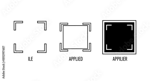Visual representation of applied and applier concepts with corner bracket icons