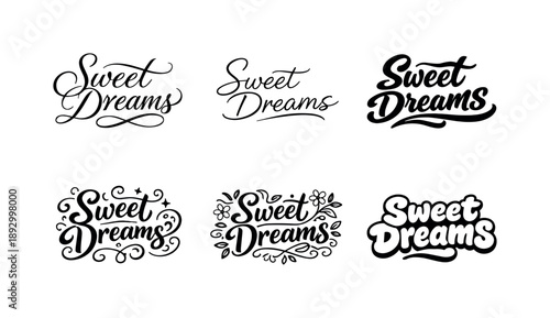 Harmonious Calligraphy Styles. Handwritten calligraphy banner lettering. Set lettering. harmonious lettering variations of the same emblematic concept, each