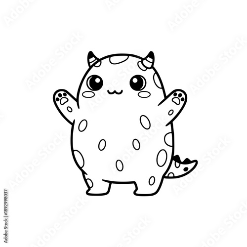 Cute kawaii spotted monster character imaginary creature vector
