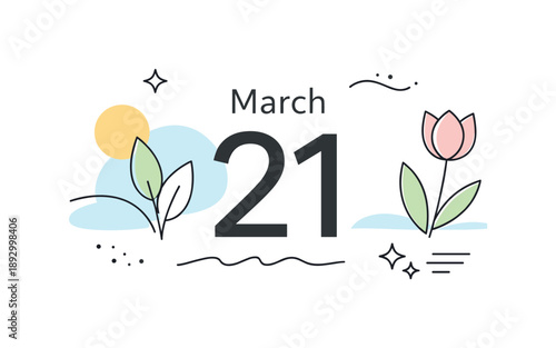 Spring Event Elegance. Early spring event. Abstract forms and gentle linear accents combined with a simple date or event card, reflecting March freshness.