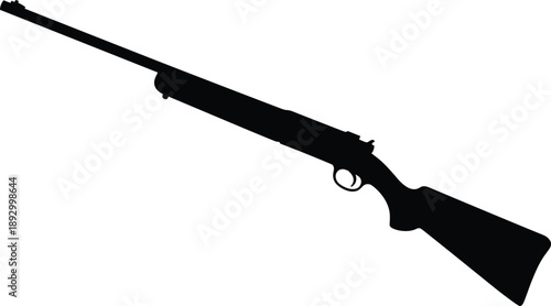 Classic hunting rifle silhouette illustration in black vector style featuring long barrel firearm for outdoor sport, shooting practice, and design
