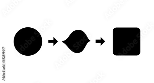 Abstract representation of transformation from circle to square through intermediate shape