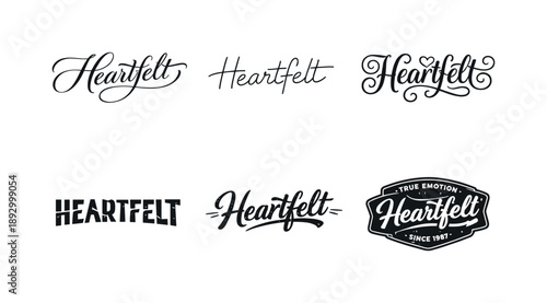 Creative Lettering Variations. Heartfelt. Set lettering. harmonious lettering variations of the same emblematic concept, each with different artistic