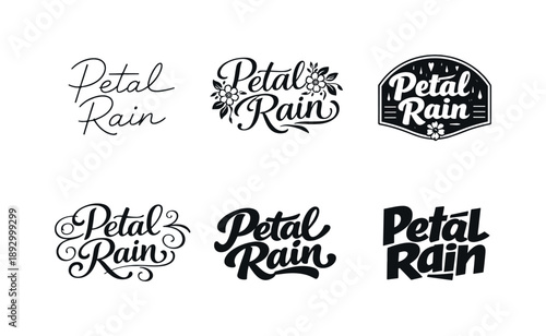 Petal Rain Variations. Petal Rain. Set lettering. harmonious lettering variations of the same emblematic concept, each with different artistic interpretation