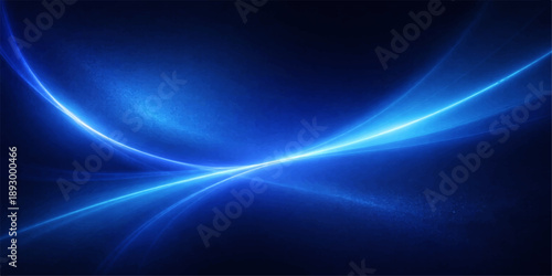 A glowing blue abstract background features flowing waves of energy and digital fractal lines with stars set against a dark purple and black motion texture design