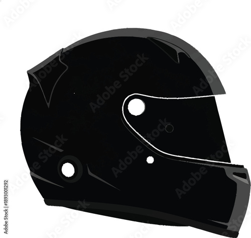 Motorcycle helmet black silhouette vector illustration side view isolated on transparent background protective gear sports