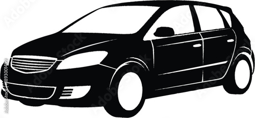 Modern hatchback car silhouette icon for web, social media and mobile apps. automobile vehicle side view