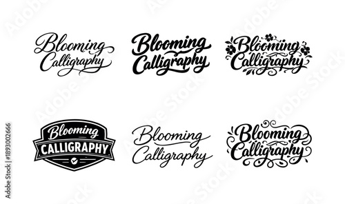 Blooming Lettering Collection. Blooming Calligraphy. Set lettering. harmonious lettering variations of the same emblematic concept, each with different