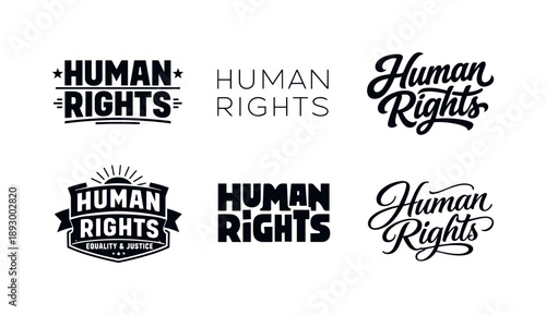 Diverse Human Rights Lettering. Human Rights Sayings. Set lettering. harmonious lettering variations of the same emblematic concept, each with different