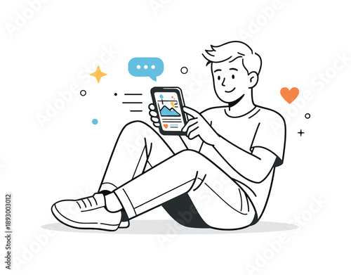 Social Media Scrolling. Social media scrolling. Person holding a smartphone and casually scrolling through a feed, relaxed posture and quiet digital immersion.
