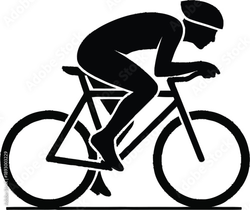 Professional cyclist silhouette vector on road bike for triathlon competition athletic sport and healthy active lifestyle
