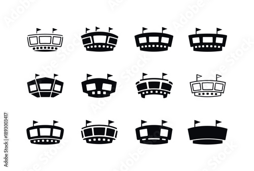 Minimal Scoreboard Icons. Arena scoreboard. Icon set. Set Logo of arena scoreboard: minimal scoreboard icon. harmonious logo variations of the same emblematic