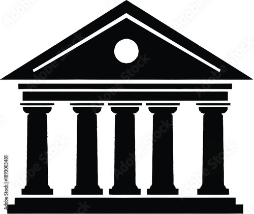 Classical building facade with columns representing institution, knowledge, and education like university or museum for learning and culture