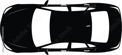Top view silhouette of modern passenger car for mapping applications and urban planning projects