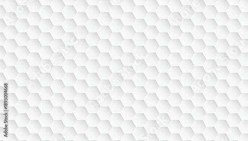 Abstract white geometric hexagons padding texture vector art. Upholstery background with emboss hexagonal tiles.